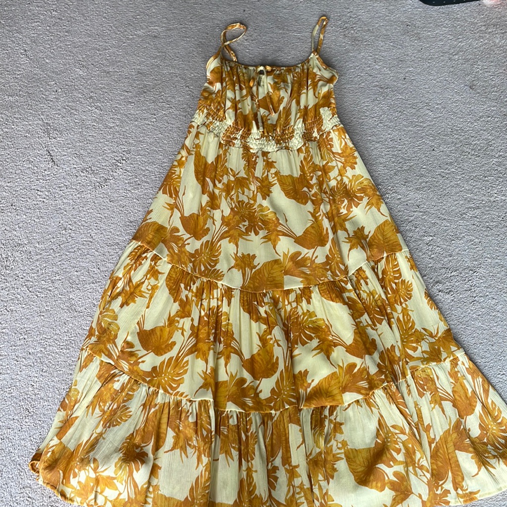 Banana Republic Factory Yellow Floral Midi Dress
